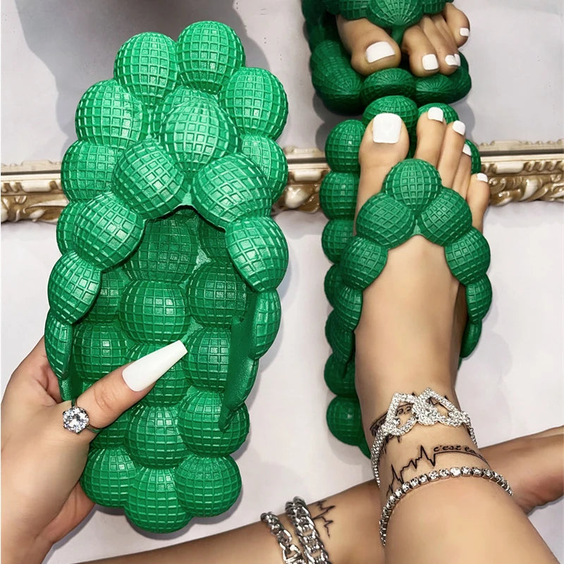 Damen Bubble Flip-Flops | Sommer Fashion Offene Bubble-Slipper | Indoor, Strand & Flache Sandalen Kaufschwan® Design 4 44-45