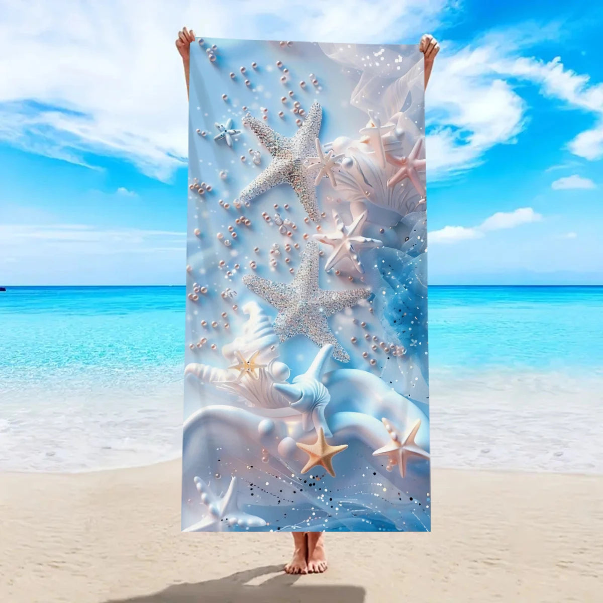 Strandtuch mit Ozean-Motiv – Schnell Trocknendes Mikrofaser Handtuch | Multifunktionales Handtuch für Sport, Schwimmen & Fitness