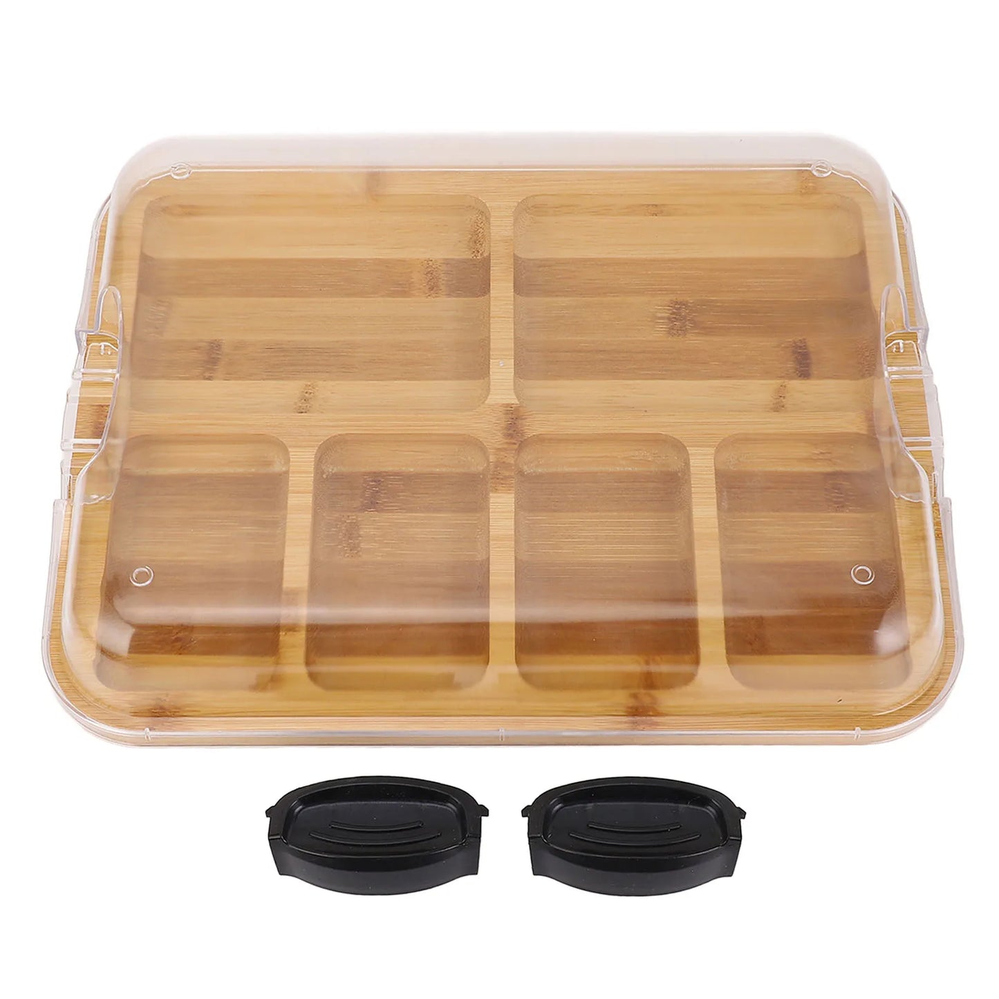 Vesperbrett aus Bambus mit Fächern & Deckel – Beidseitiges Schneide- und Servierbrett für Käse, Wurst & Brotzeit Kaufschwan®