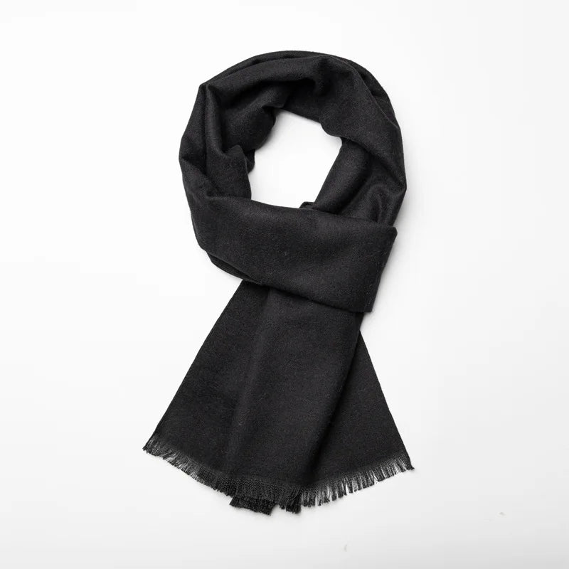 Einfarbiger Kaschmir-Imitat Schal für Herren | Winter Warmer Hals- und Nackenschal | Klassischer Schal – Navy & Schwarz Kaufschwan®