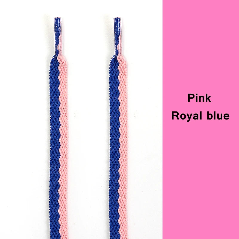 Zweifarbige Flache Schnürsenkel – Präzise Gewebte Modische Laces für Sneaker & Freizeitschuhe | Stilvolle Ersatzschnürsenkel für AF1 & Streetwear Kaufschwan® Rosa Königsblau 100cm
