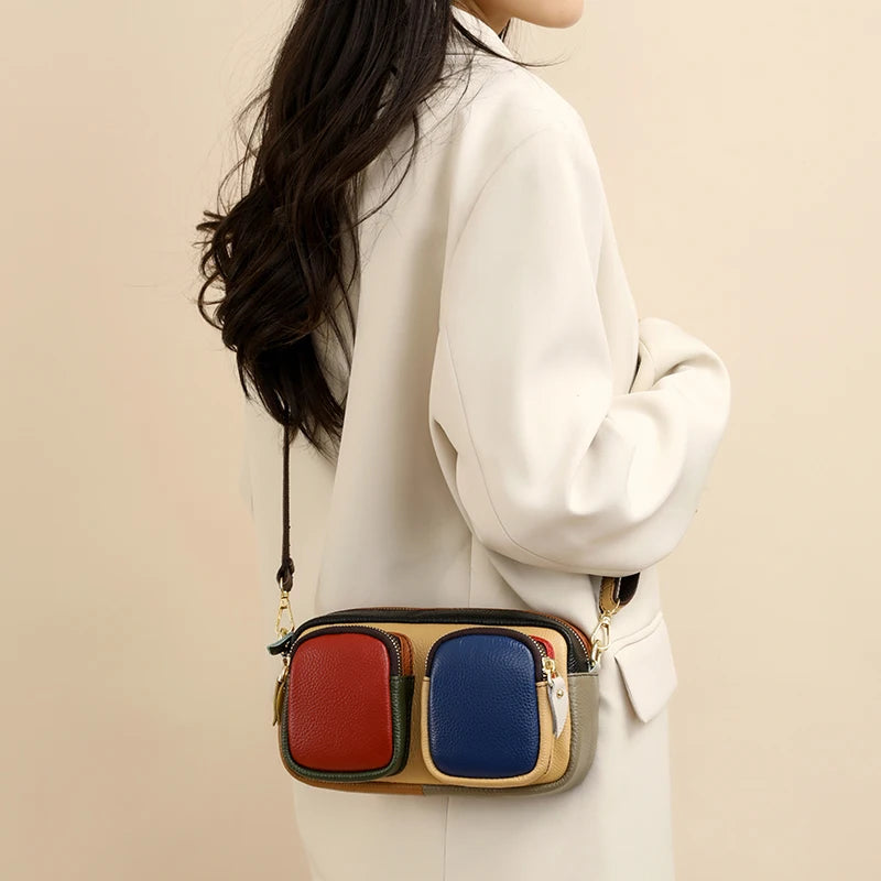 Hochwertige Leder Messenger Bag – Luxus Damen Schulter Handtasche mit Mehreren Fächern & Modische Geldbörse