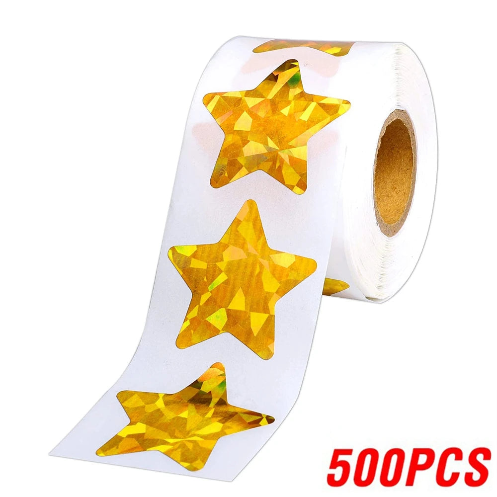 50–500 Stück Silberne Folien-Sternaufkleber – Holografische Belohnungs-Sticker für Kinder, Lehrer & Bastelarbeiten | Glänzende Sterne für Dekoration & Unterricht