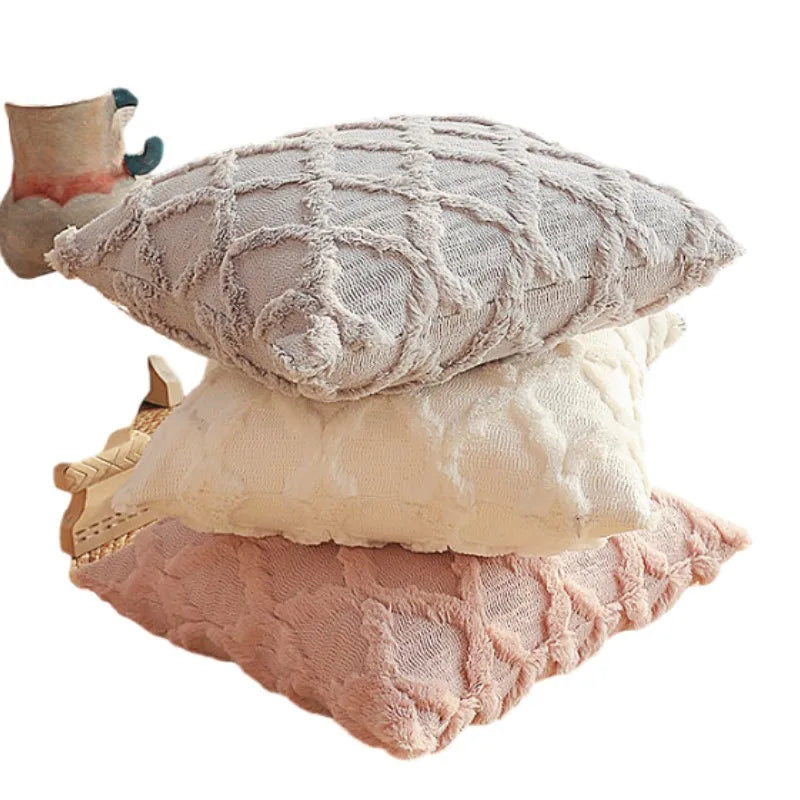 Weiche Plüsch-Wollkissenbezüge | Luxus Stil Kissenhüllen | Europäische Dekoration für Sofa & Schlafzimmer | Creme & Khaki Weihnachten Kaufschwan®
