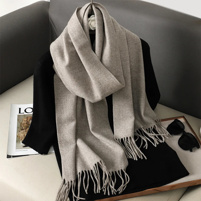 Bunte Winter Schals für Damen | Langer Kaschmir-Optik Wärmeschal | Einfarbig Hijab, Umschlagtuch & Pashmina Kopftuch