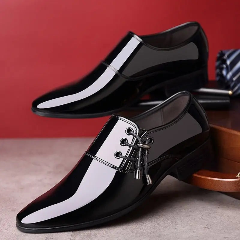 Herren Lackleder-Businessschuhe – Spitzes Design | Elegante Glanzschuhe für Frühjahr & Herbst , Hochwertige Formelle Herrenschuhe Kaufschwan®