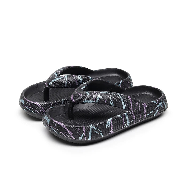 Damen Sommer Flip-Flops mit Leopardenmuster | Weiche Dicksohlen-Cloud-Slipper | Strandsandalen für Urlaub & Reisen Kaufschwan® Muster 5 40-41