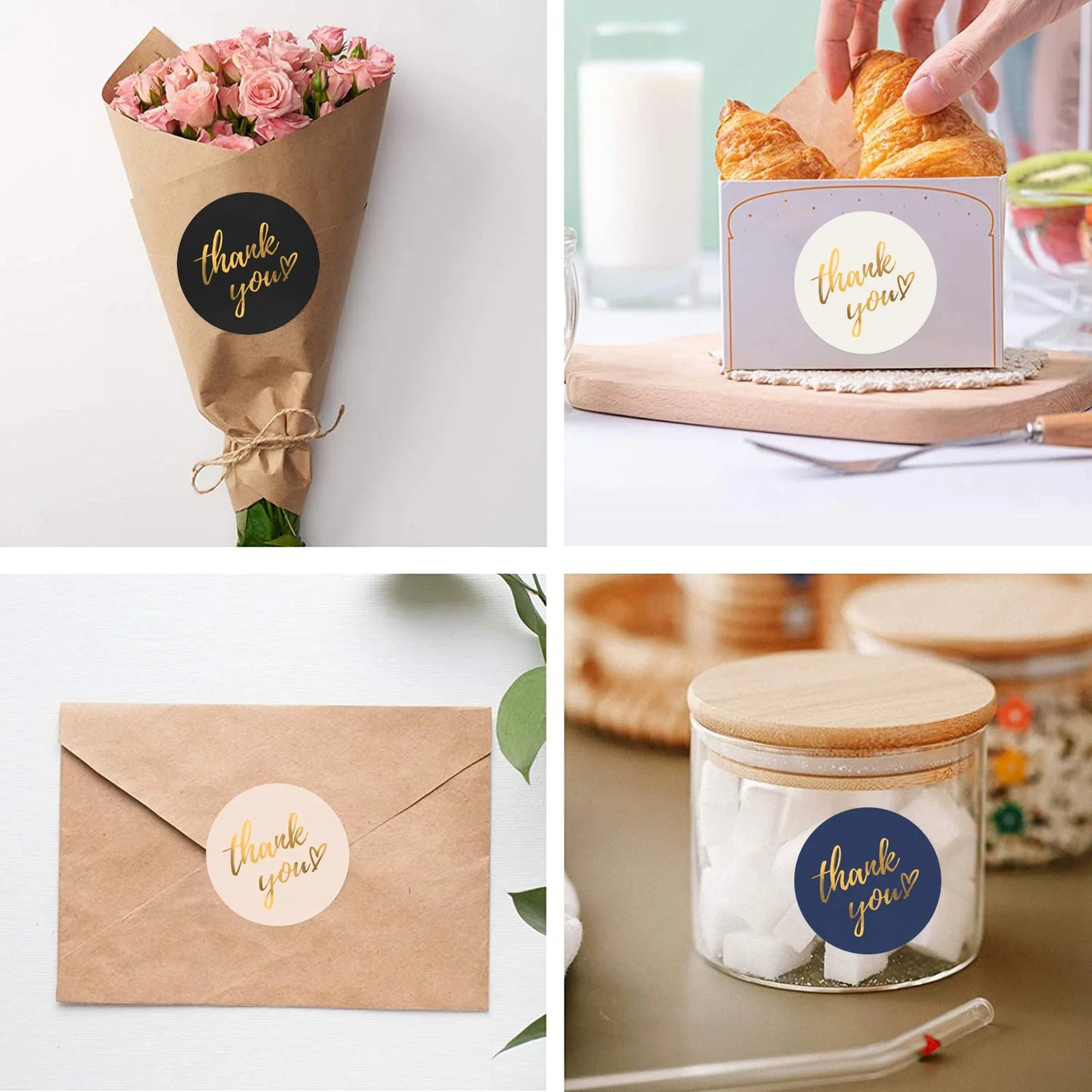 50–500 Stück 1-Zoll Blaue „Thank You“-Aufkleber – Runde Etiketten zum Versiegeln von Umschlägen | Für Hochzeit, Geschenke & Handgemachtes