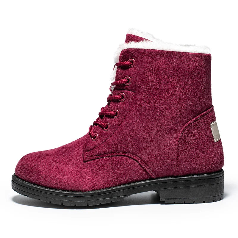 Damen Schneestiefel – Flache Plateau Winter Schuhe | Warme Kunstfell Gefütterte Plüsch Stiefel für Damen | Bequeme Winter Schuhe