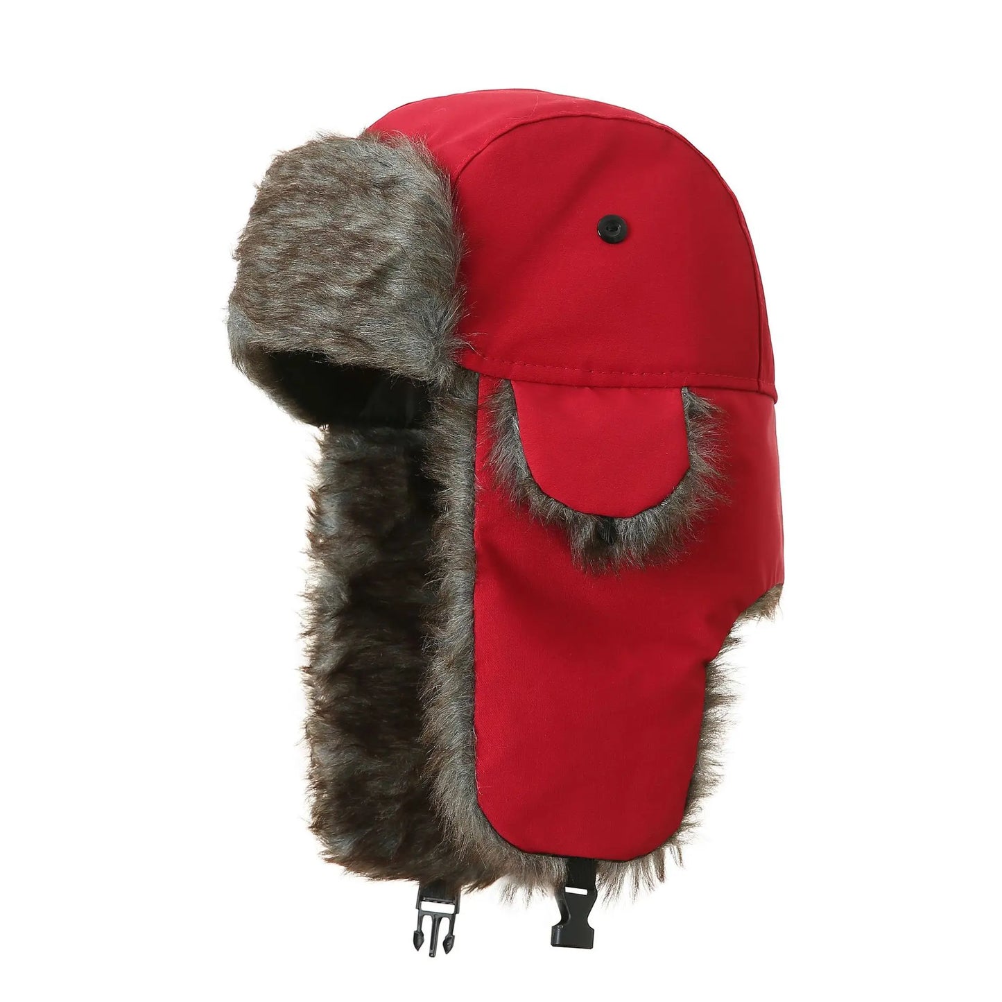 Unisex Trapper Aviator Trooper Mütze – Winter Bombermütze mit Ohrenklappen & Kunstfell | Warme Russische Skimütze für Damen & Herren Kaufschwan® Rot