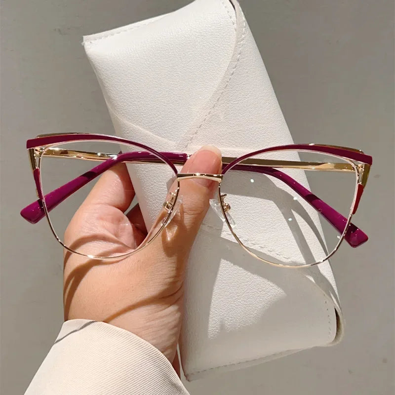 New Minimalist Metal Anti Blue Light Glasses for Women Fashion Cat Eye Glasses Business Computer Goggles Kaufschwan® 03