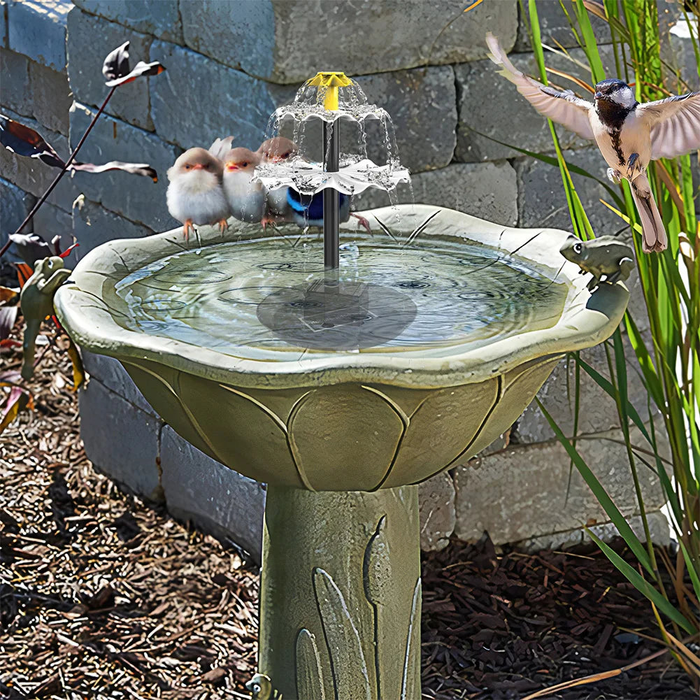 3-Stufige Solar-Vogelbad-Brunnenpumpe mit Solarpanel – Solar-Wasserbrunnen | Multifunktionales Wasserspiel für Hof, Terrasse & Balkon Kaufschwan®