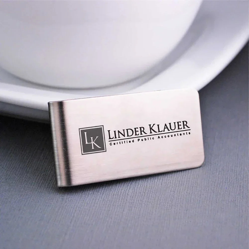 Personalisierter Geldclip – Mit Gravur von Name oder Logo | Metall-Kartenhalter & Portemonnaie-Clip für Herren | Weihnachts- & Familiengeschenk