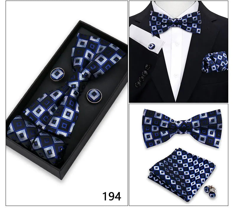 Herren Fliegen-Set – 3-teiliges Geschenkset mit Fliege, Einstecktuch & Manschettenknöpfen | Elegantes Rotes Accessoire für Business & Hochzeit