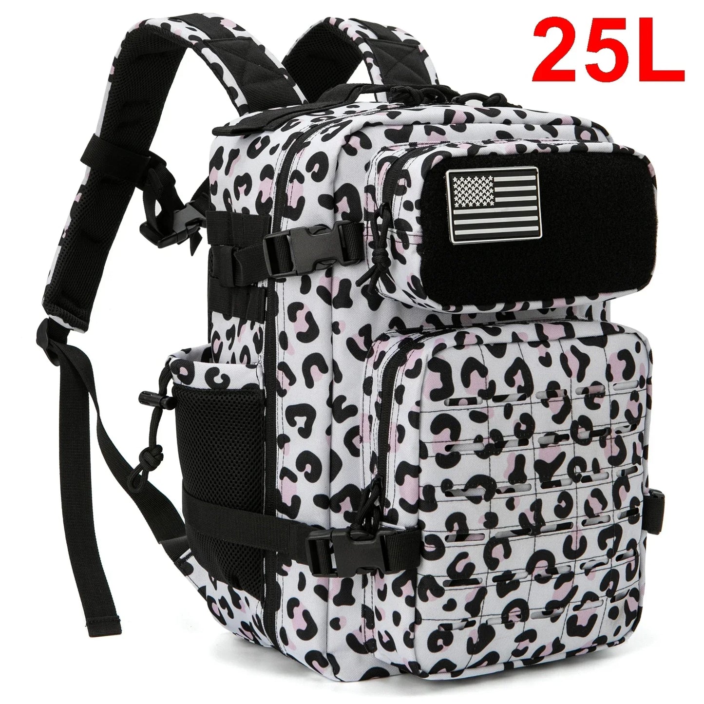25L Rucksack | Outdoor Survival, Wandern & Fitness | Rucksack für Damen & Herren mit Doppel-Flaschenhalter Kaufschwan® Kuh-Muster