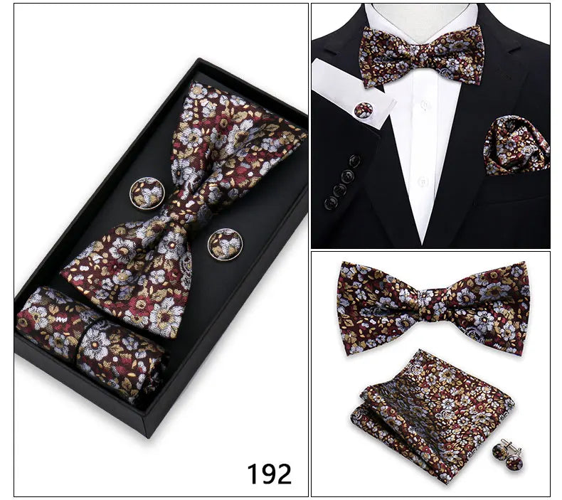 Herren Fliegen-Set – 3-teiliges Geschenkset mit Fliege, Einstecktuch & Manschettenknöpfen | Elegantes Rotes Accessoire für Business & Hochzeit