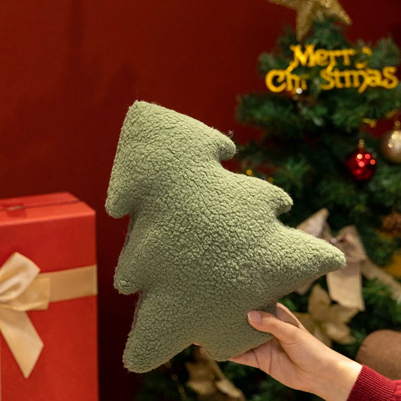 Weihnachtsbaum Kuschelkissen | Weiches Plüsch-Dekokissen | Sofa & Wohn-Dekoration | Weihnachtsfeier Kaufschwan® 28cm