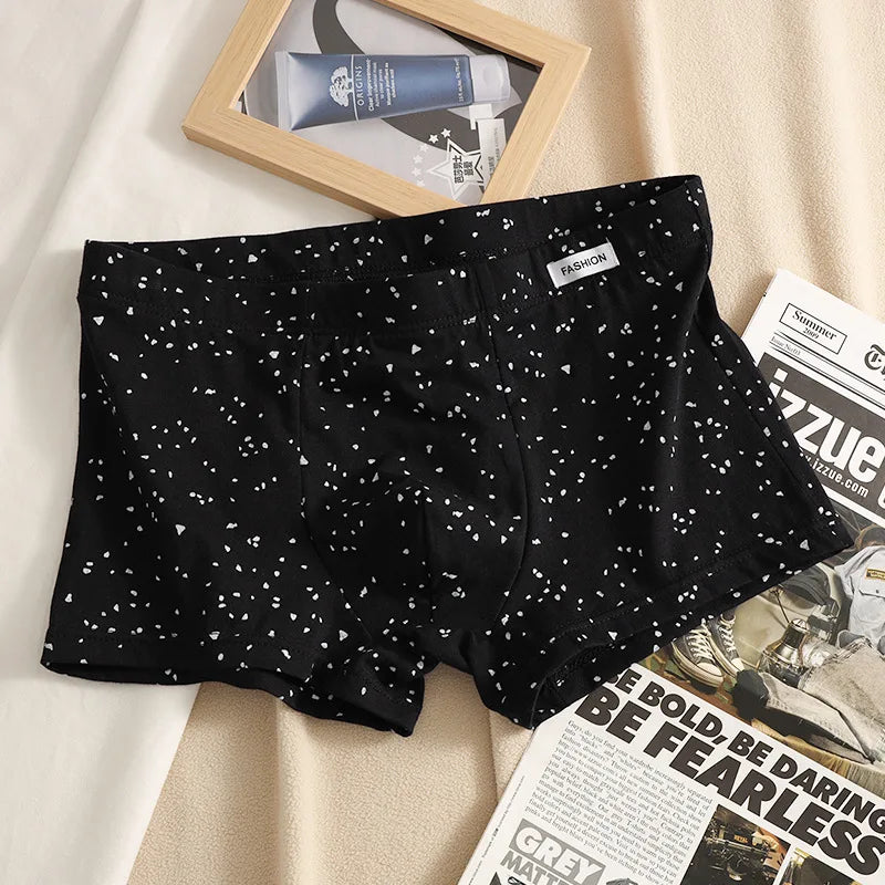 Punktmuster Herren Boxershorts | Modische Baumwollunterwäsche | Weiche Boxershorts | Größen M–3XL Kaufschwan® Schwarz XXXL