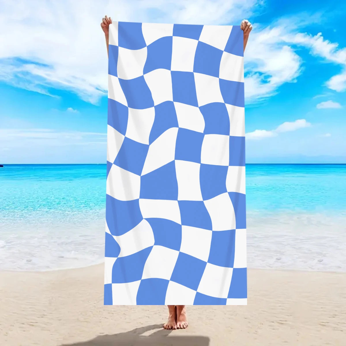 Modisches Kariertes Strandtuch – Schnell Trocknend & Saugfähig | Großes Mikrofaser Handtuch in Mehreren Farben für Strand & Reisen