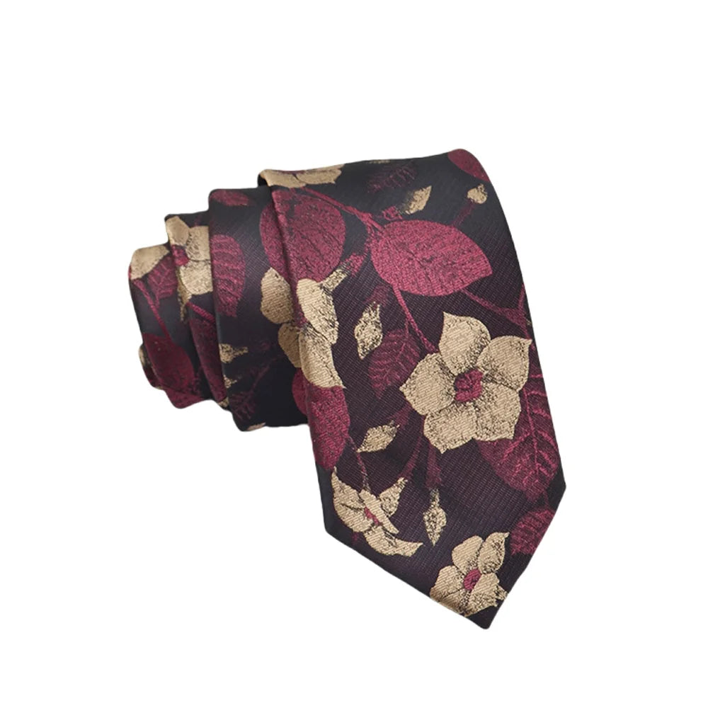 Herren Jacquard-Krawatte 8 cm – Hochwertige Krawatte mit Punkt- & Blumenmuster | Elegantes Accessoire für Business, Büro & Hochzeit
