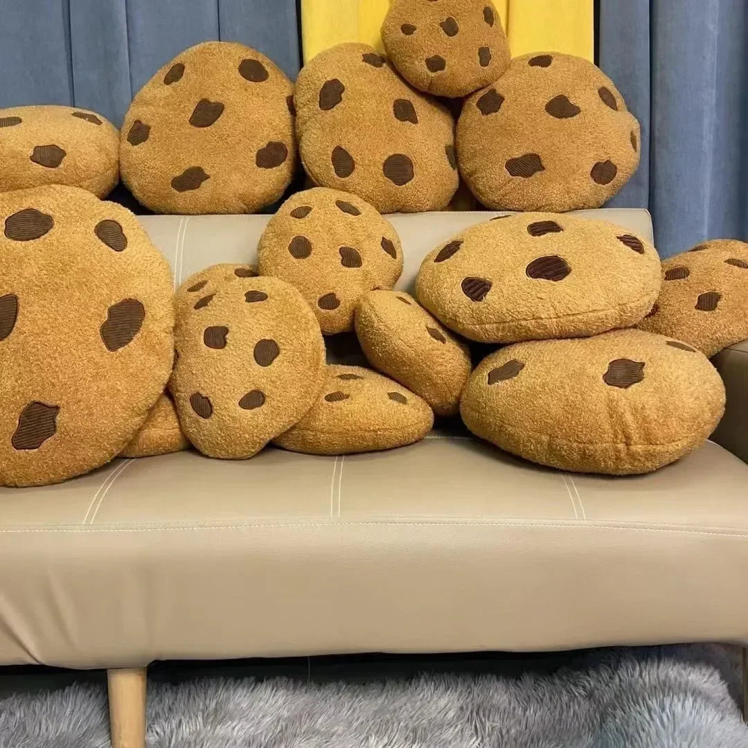 Keks Kissen | Schokoladenstückchen Keks Plüschkissen | Rundes Kissen für Boden, Sofa, Schlafzimmer Dekor & Geschenk Kaufschwan®