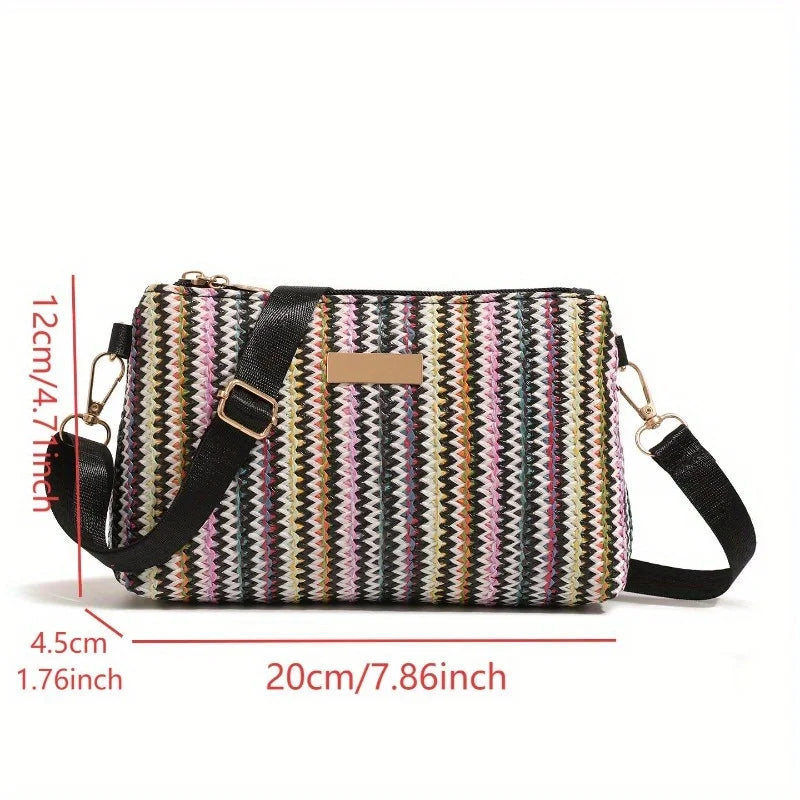 Pastorale Geflochtene Umhängetasche – Retro Bunte Kleine Quadratische Schultertasche für Damen & Mädchen Kaufschwan®