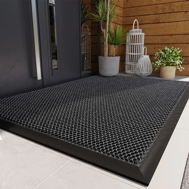 PVC-Gummi Rutschfeste Wasserabweisende Fußmatte – Elastisches Netz, Willkommensteppich für Innen & Außen, Leicht zu Reinigen (Nur Handwäsche) Kaufschwan® Grau 60x90cm