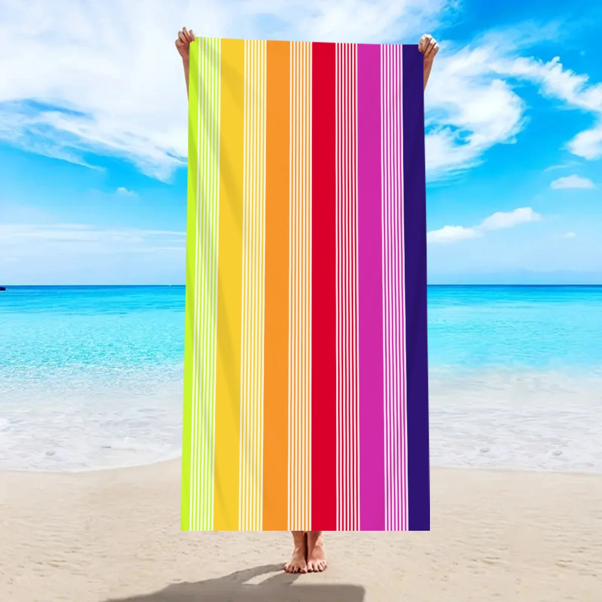 Modisches Großes Gestreiftes Strandtuch – Schnell Trocknend & Saugfähig | Weiches Schwimm- & Badehandtuch in Mehreren Farben
