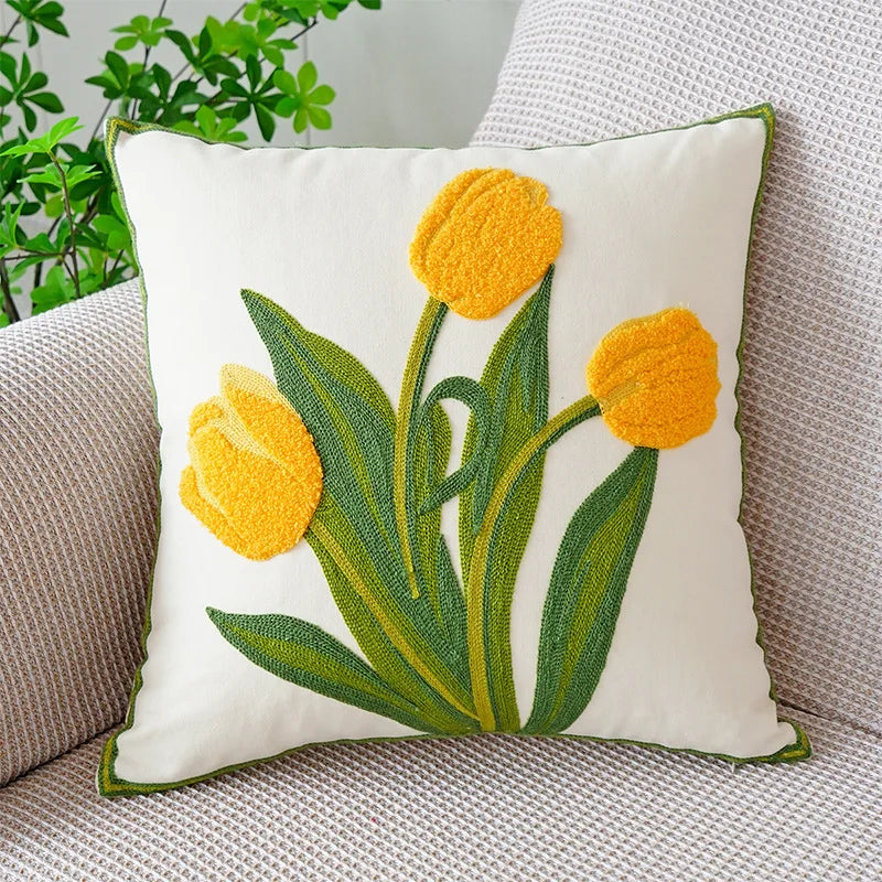 Tulpen-Kissen | Niedliches Rosa Kürbis-Kissen | Sofa-, Bett- & Dekokissen Kaufschwan® Tulpe Gelb