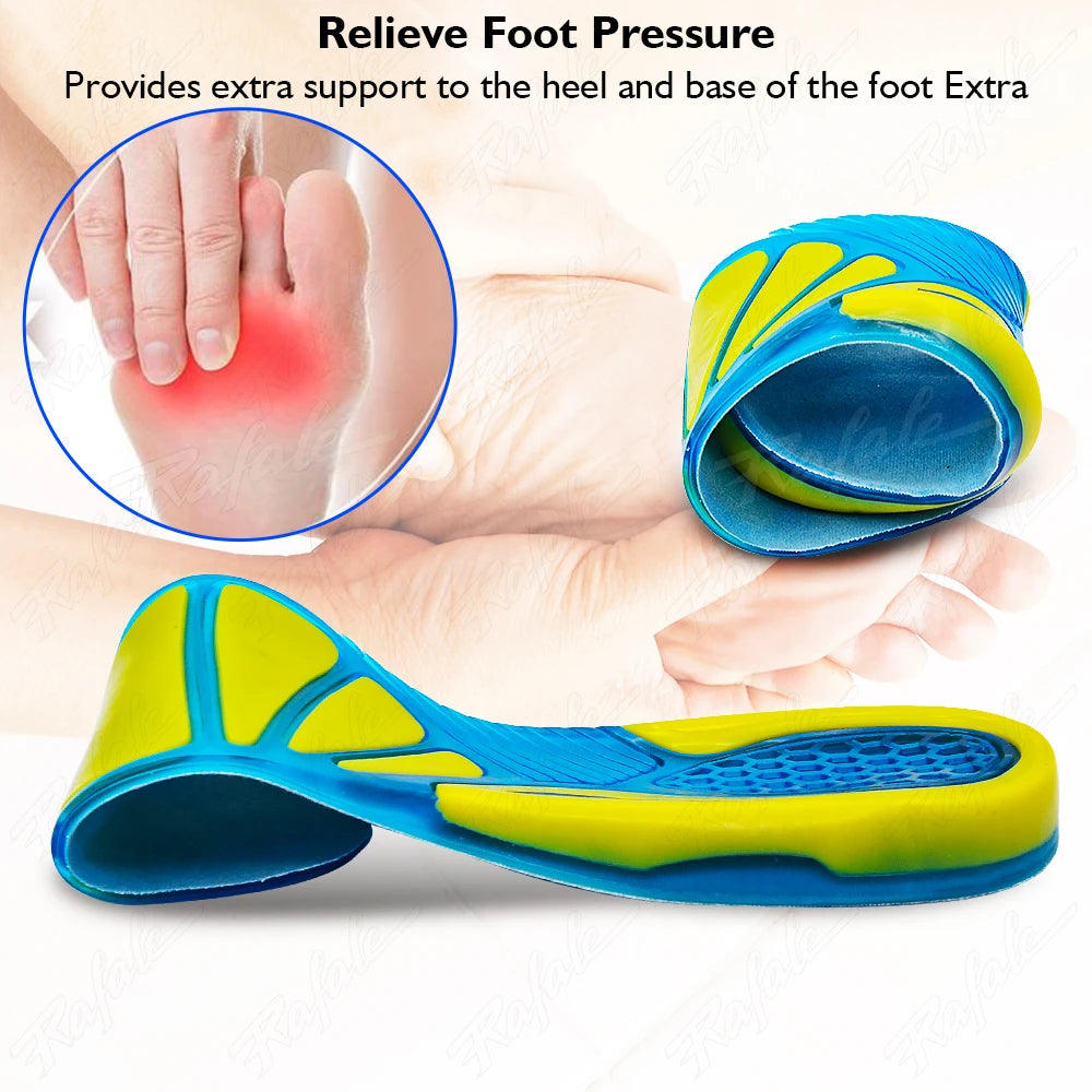 Silikon Gel Sport Einlegesohlen | Rutschfeste Orthopädische Schuhsohlen mit Stoßdämpfung & Fußmassage für Damen und Herren Kaufschwan®