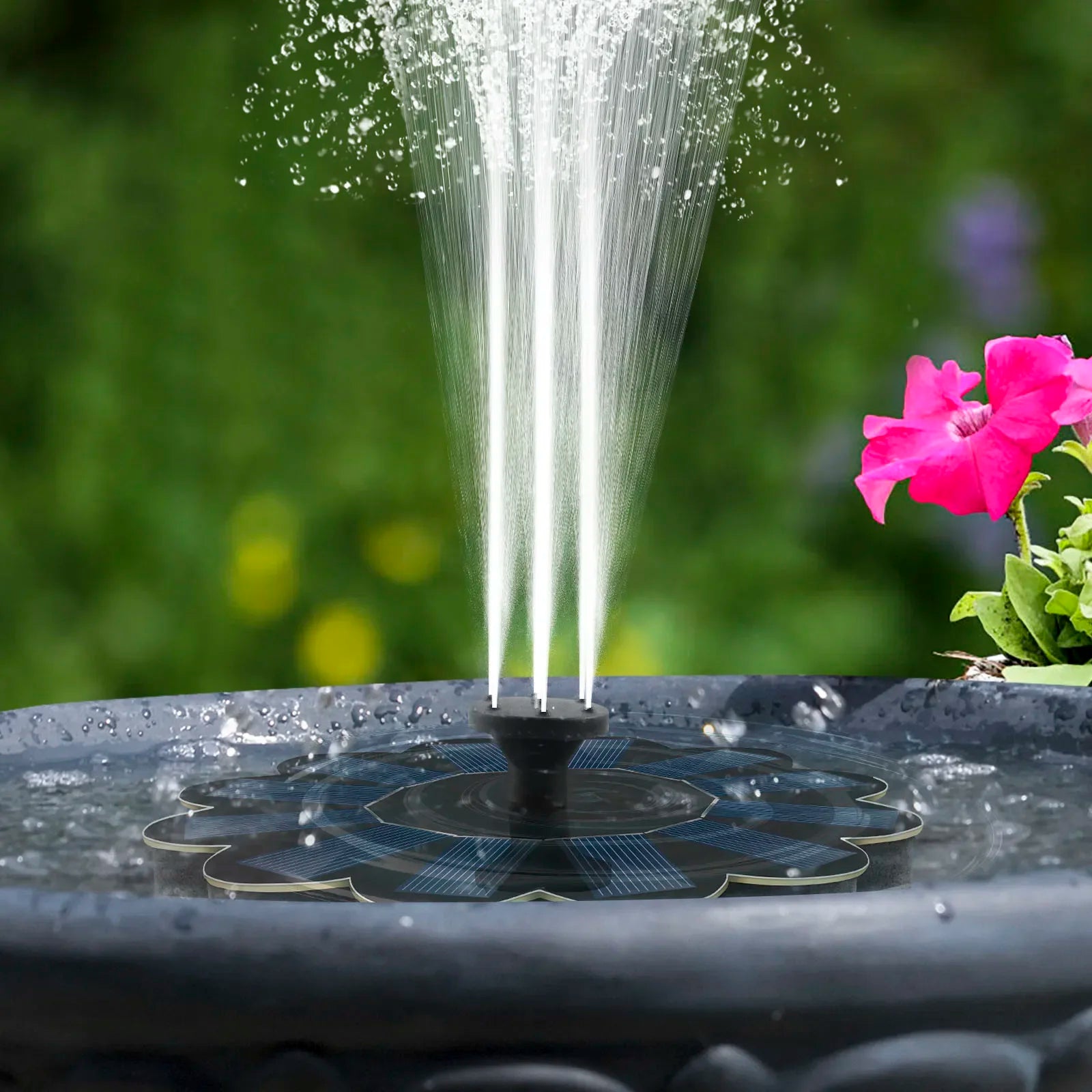 Solar-Wasserbrunnen mit Polysilizium-Solarpanel – Schwimmende Vogelbad-Fontäne mit 5 Düsen | Energiesparende Wasserpumpe für Garten & Teich Kaufschwan®