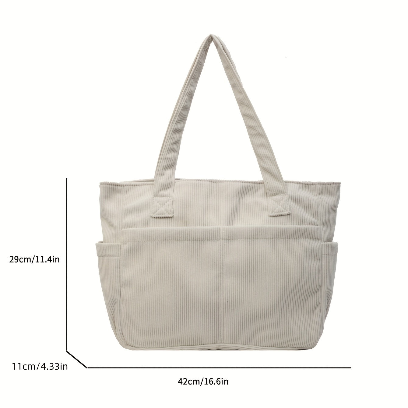 Damen Casual Cord Tote Bag – Gestreifte Schultertasche mit Reißverschluss | Große Kapazität Handtasche für Alltag & Shopping Kaufschwan®