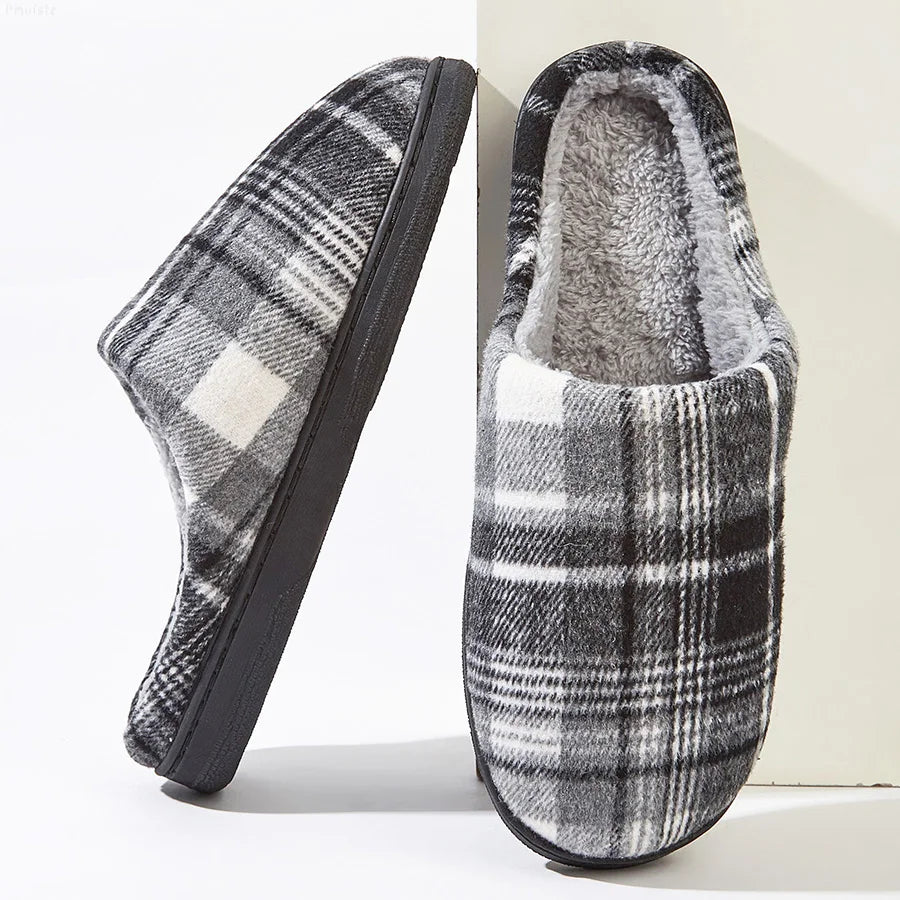 Herren Plüsch Hausschuhe | Bequeme Memory Foam Schuhe | Winter Warm & Weich Schlafzimmer Hausschuhe