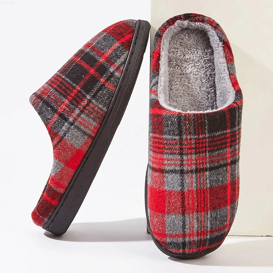 Herren Plüsch Hausschuhe | Bequeme Memory Foam Schuhe | Winter Warm & Weich Schlafzimmer Hausschuhe