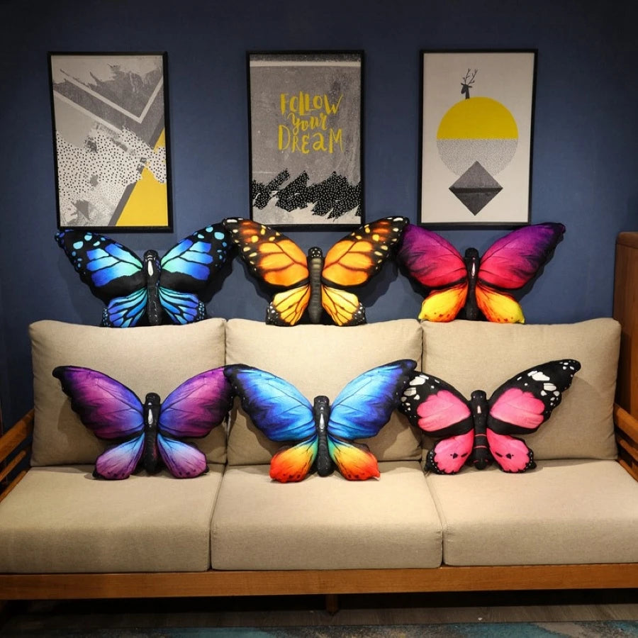 Buntes 3D Schmetterlingskissen | Dekoratives Tier-Wurfkissen | Akzentkissen für Sofa & Bett | Gemütliche Wohnkultur Kaufschwan®