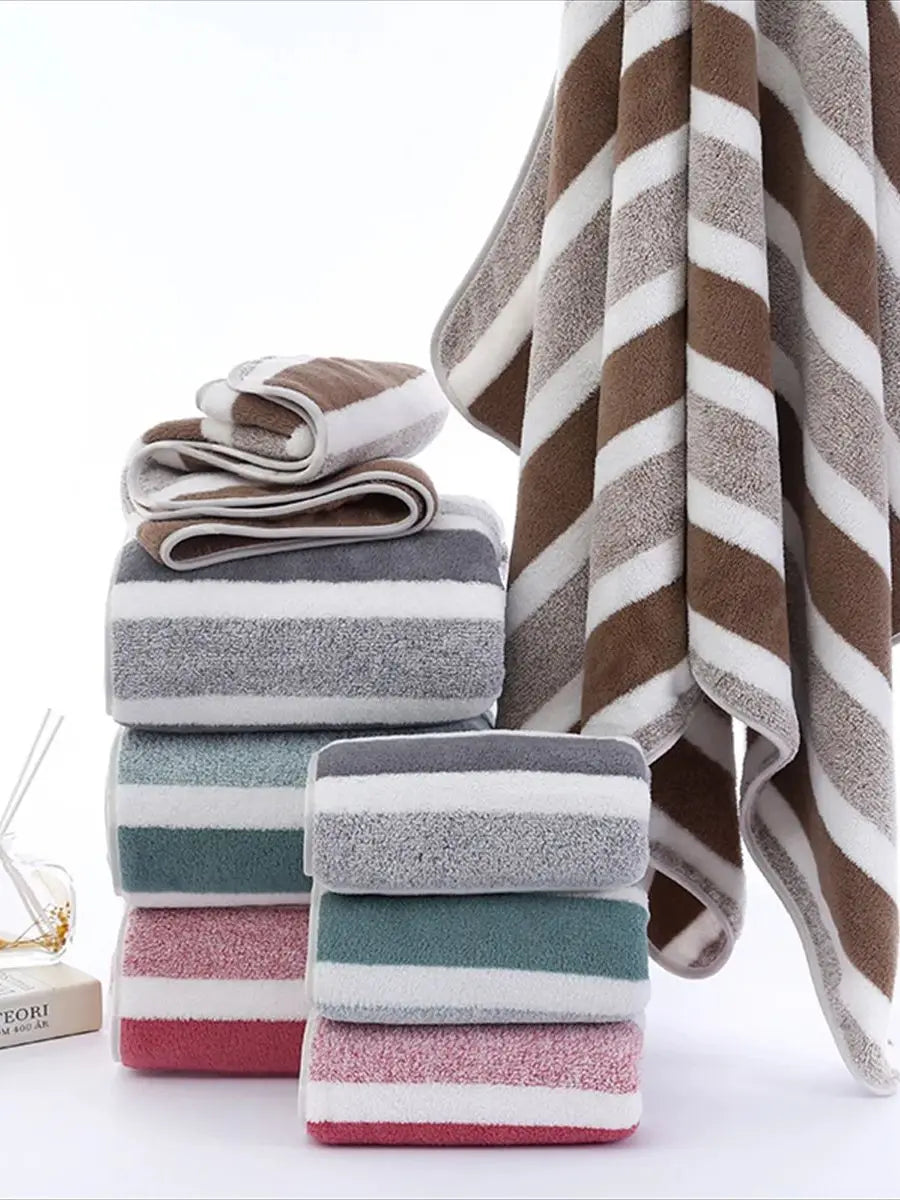 Schnelltrocknendes Gestreiftes Handtuch Set – Weiche & Saugfähige Bade- und Handtücher für Alltag & Badezimmer Kaufschwan®
