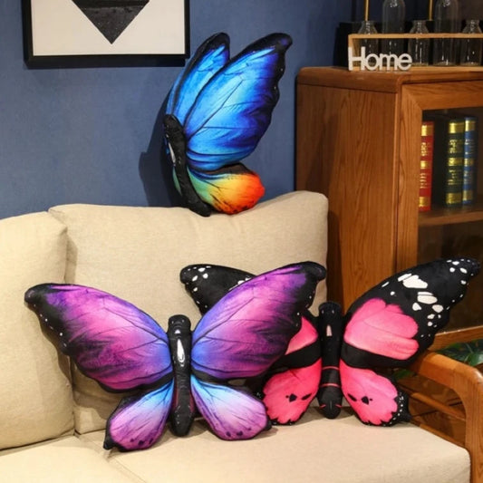 Buntes 3D Schmetterlingskissen | Dekoratives Tier-Wurfkissen | Akzentkissen für Sofa & Bett | Gemütliche Wohnkultur Kaufschwan®