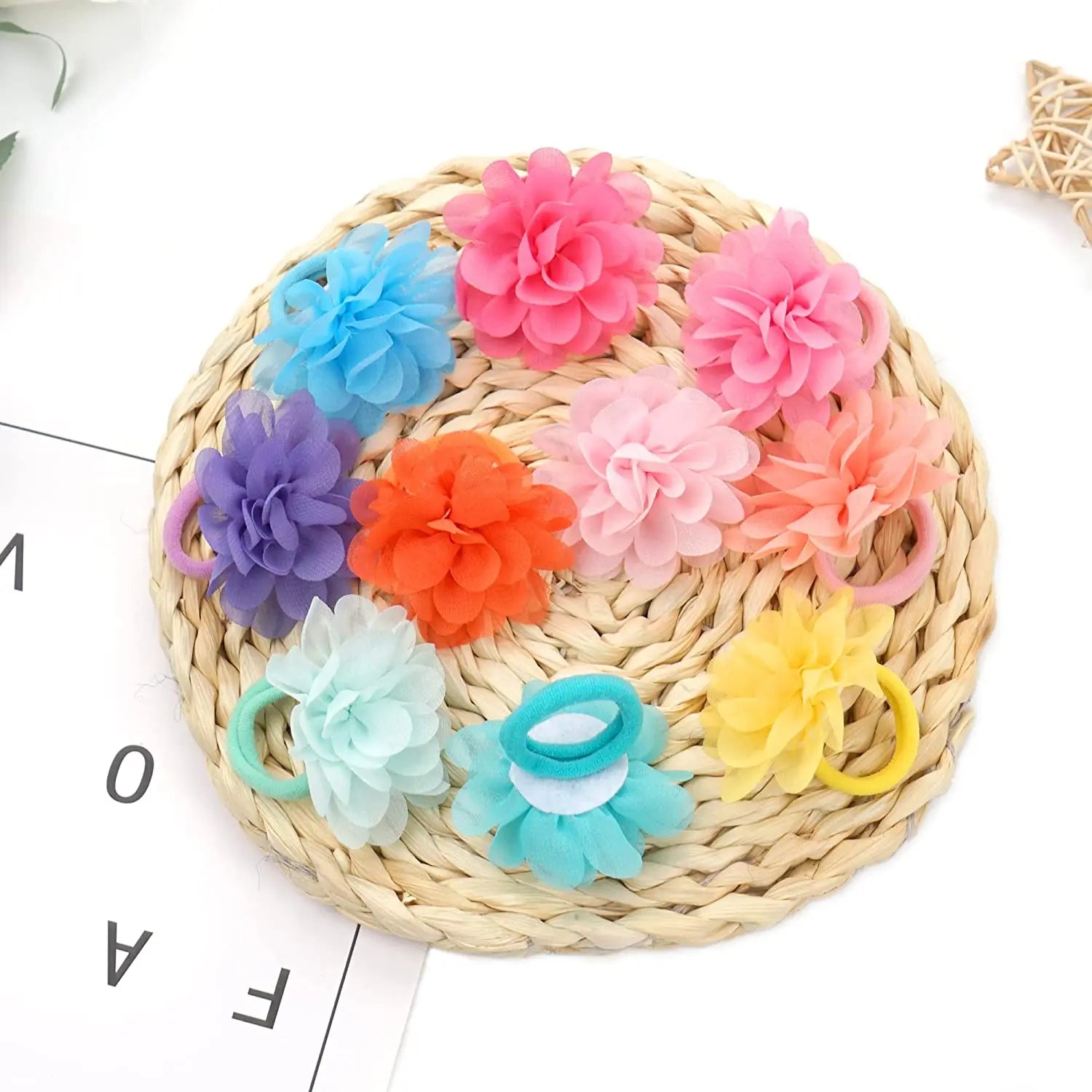 Blumen Haargummis Chiffon Elastikband | Weiche Pferdeschwanzhalter für Babys, Kleinkinder & Kinder Haar-Accessoires Kaufschwan® 10 Stück