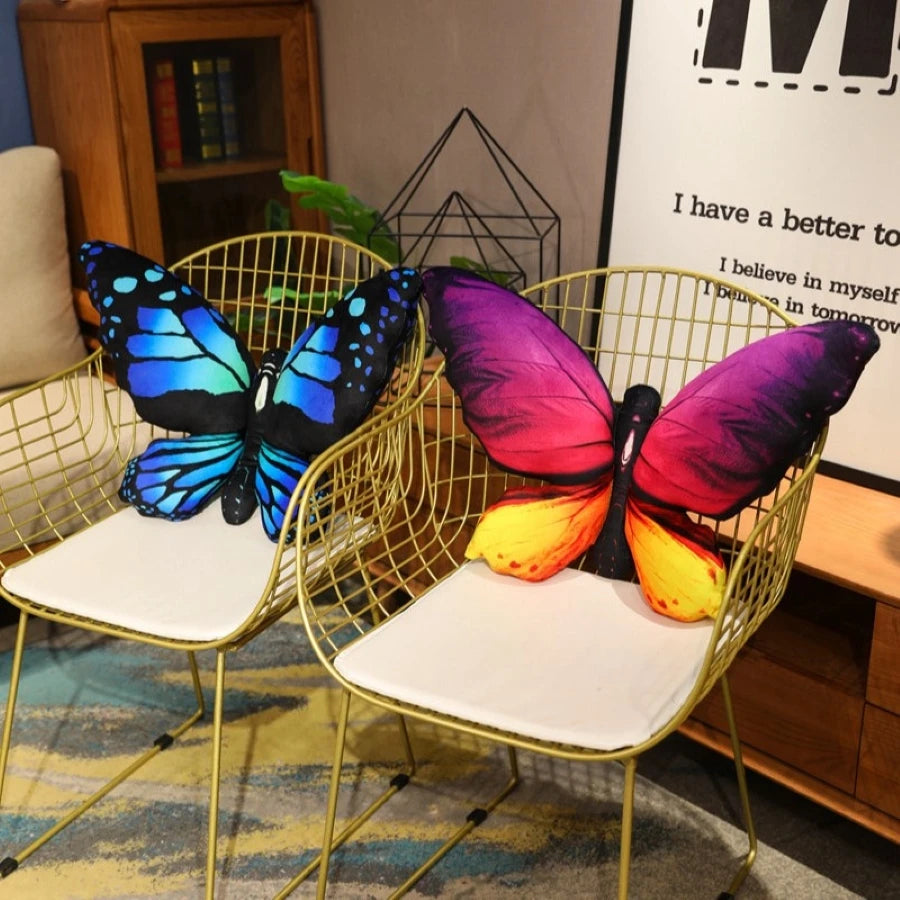 Buntes 3D Schmetterlingskissen | Dekoratives Tier-Wurfkissen | Akzentkissen für Sofa & Bett | Gemütliche Wohnkultur Kaufschwan®