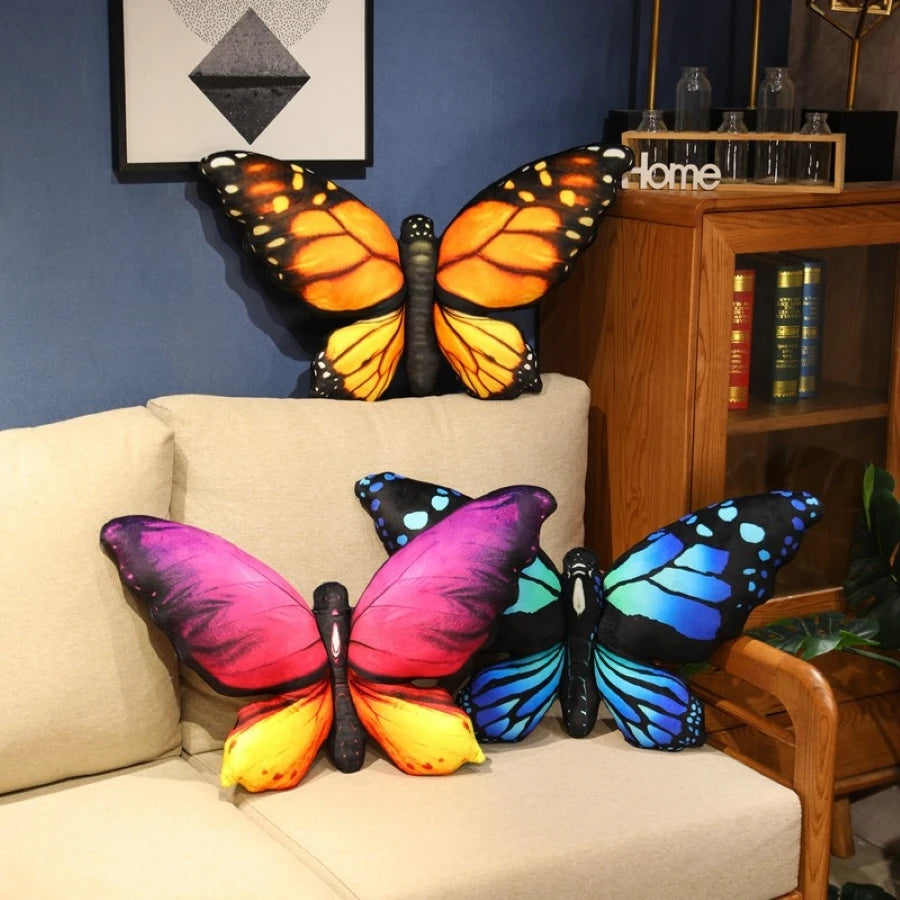 Buntes 3D Schmetterlingskissen | Dekoratives Tier-Wurfkissen | Akzentkissen für Sofa & Bett | Gemütliche Wohnkultur Kaufschwan®
