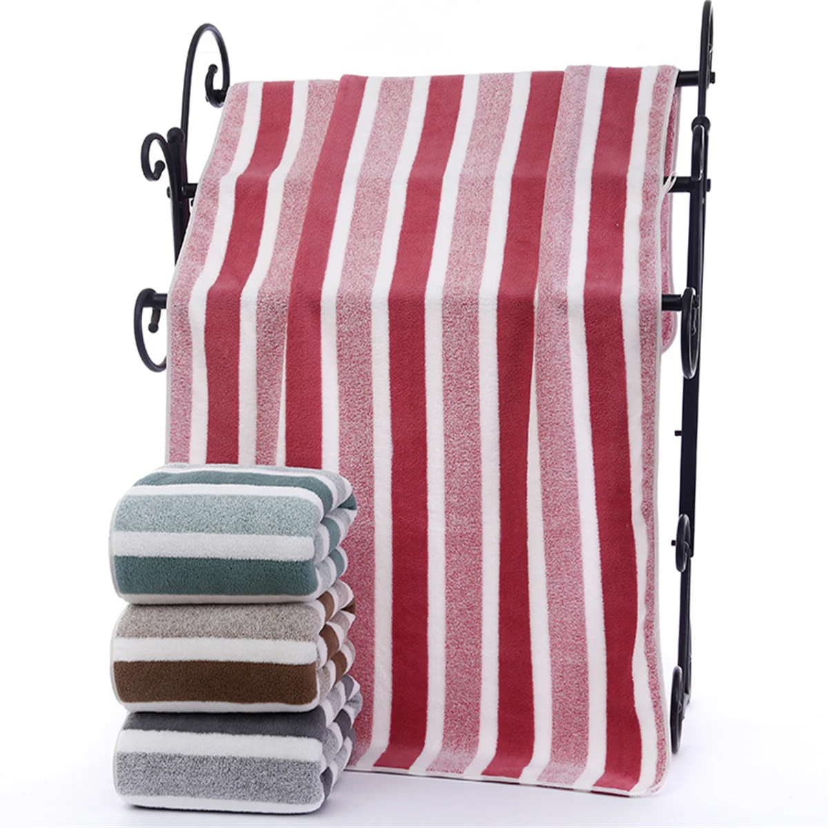 Schnelltrocknendes Gestreiftes Handtuch Set – Weiche & Saugfähige Bade- und Handtücher für Alltag & Badezimmer Kaufschwan®