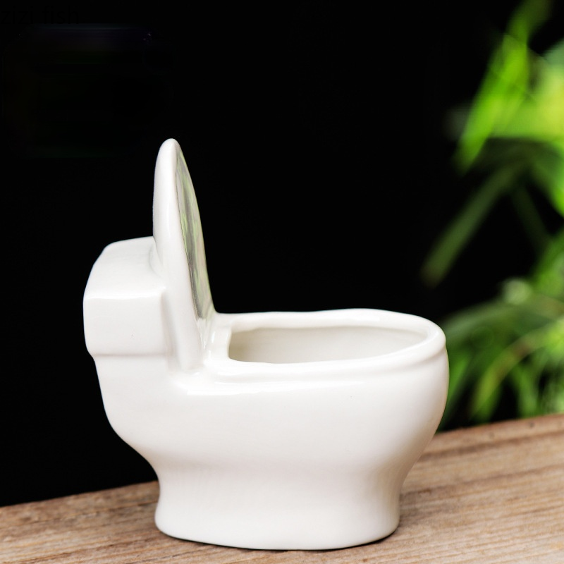 Weiße Keramik Sukkulenten Vase – Kreativer Blumentopf in Toilettenform | Dekorativer Pflanztopf Garten Zubehör Kaufschwan®