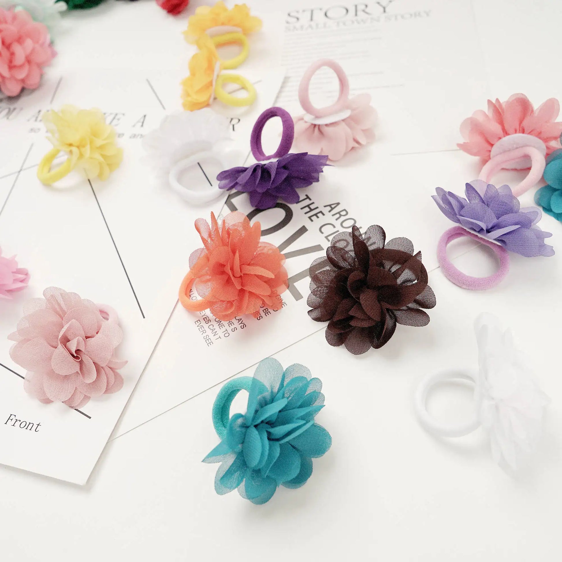 Blumen Haargummis Chiffon Elastikband | Weiche Pferdeschwanzhalter für Babys, Kleinkinder & Kinder Haar-Accessoires Kaufschwan®