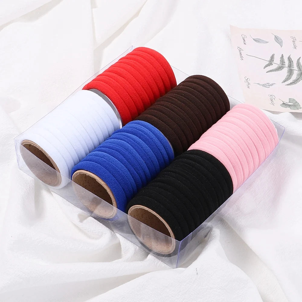 30 Stück Elastische Haargummis Damen & Mädchen | Bunte Nylon-Haargummis & Scrunchies | Zopfgummis Haaraccessoires Kinder Kaufschwan®