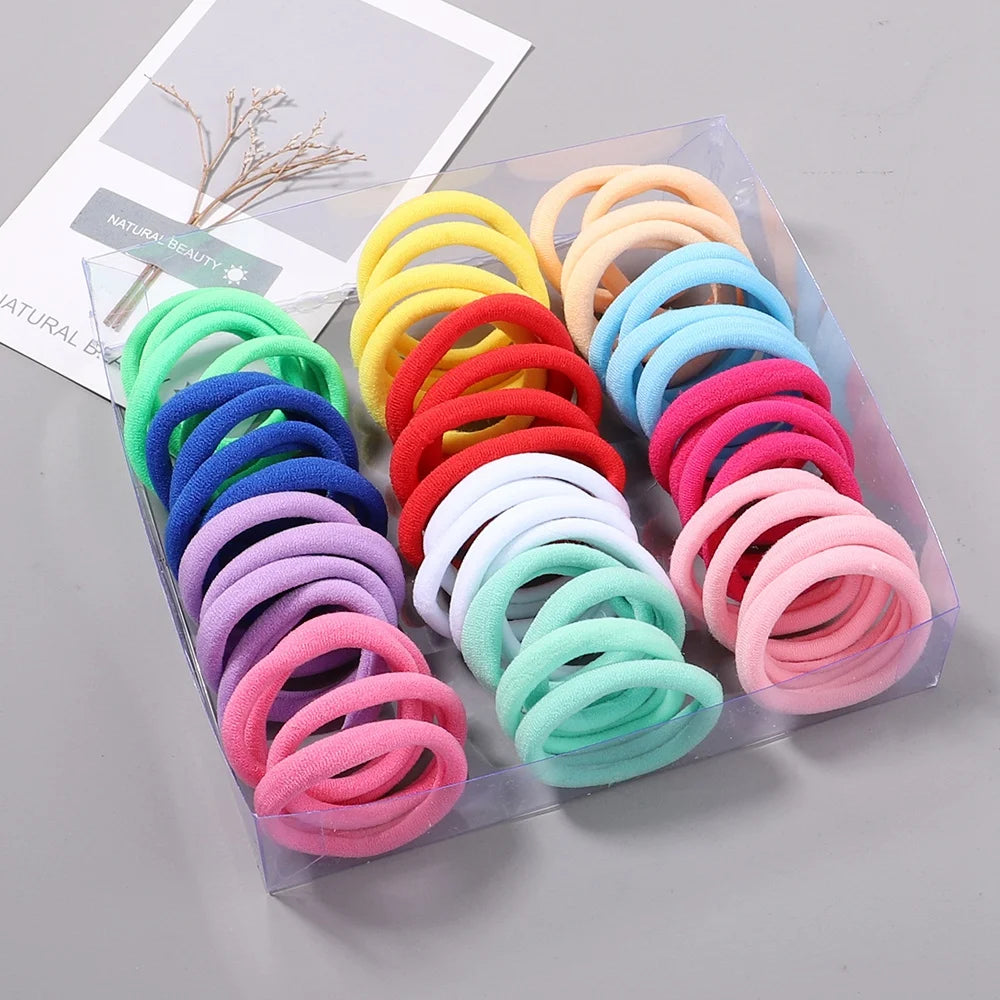 30 Stück Elastische Haargummis Damen & Mädchen | Bunte Nylon-Haargummis & Scrunchies | Zopfgummis Haaraccessoires Kinder Kaufschwan®