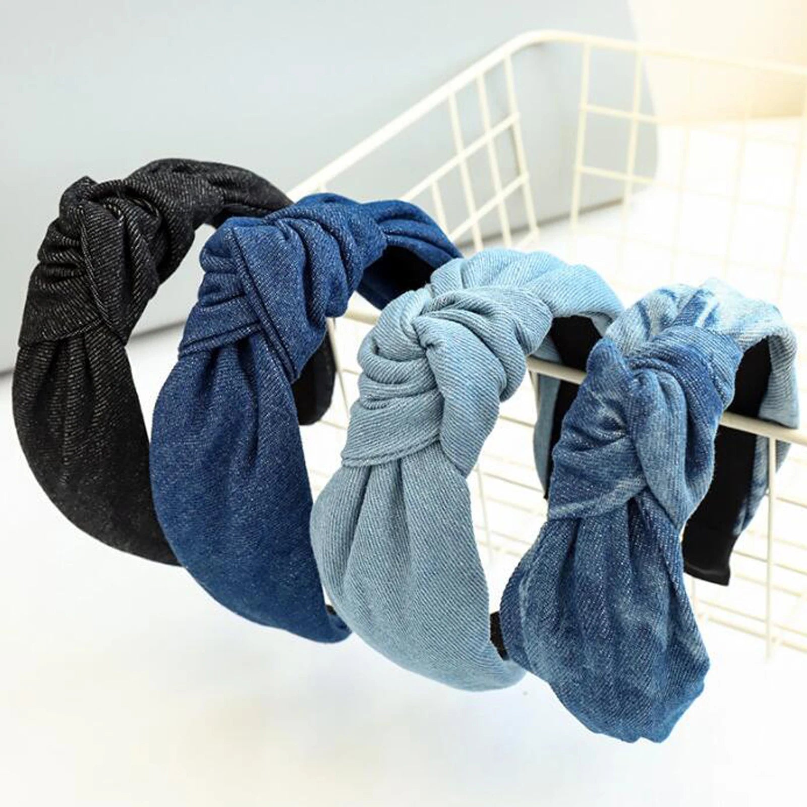 Jeans-Haarreif mit Knoten – Klassisches Turban-Haarband in Blau oder Schwarz für Damen | Lässiges Haaraccessoire Kaufschwan®