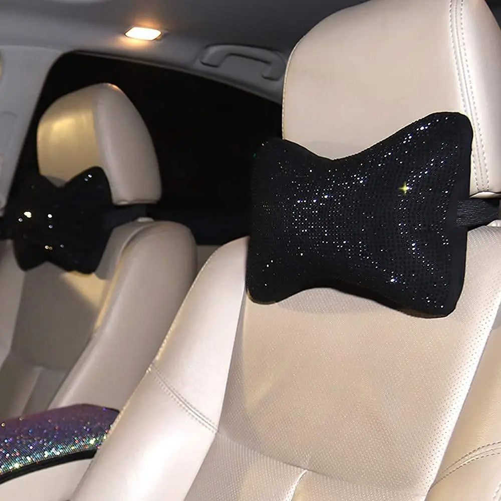 Funkelndes Strass-Auto-Nackenkissen-Set – Regenbogenfarbene Kopfstützenkissen für Fahrer- & Beifahrersitz Kaufschwan®