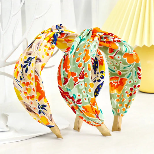 Breiter Haarreif mit Blumenprint & Knoten – Modischer Turban-Haarreifen für Damen & Mädchen Kaufschwan®