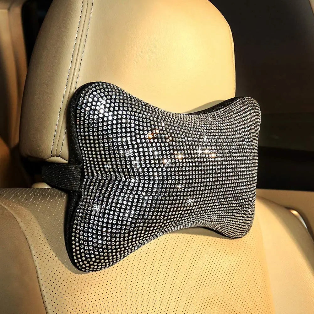 Funkelndes Strass-Auto-Nackenkissen-Set – Regenbogenfarbene Kopfstützenkissen für Fahrer- & Beifahrersitz Kaufschwan®