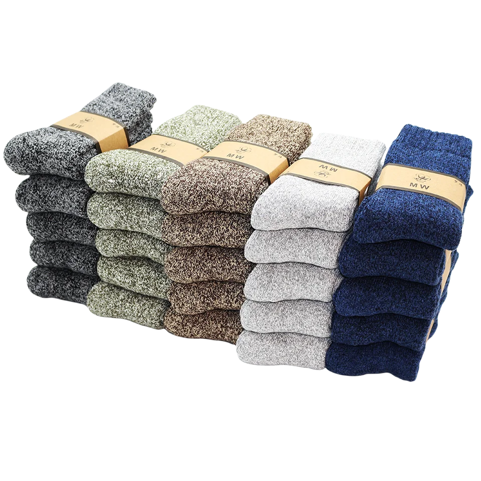 5 Paare Herren Merinowoll-Wintersocken | Extra Dicke Warme Harajuku Retro Schneesocken | Hochwertige Antifrost-Socken Kaufschwan®
